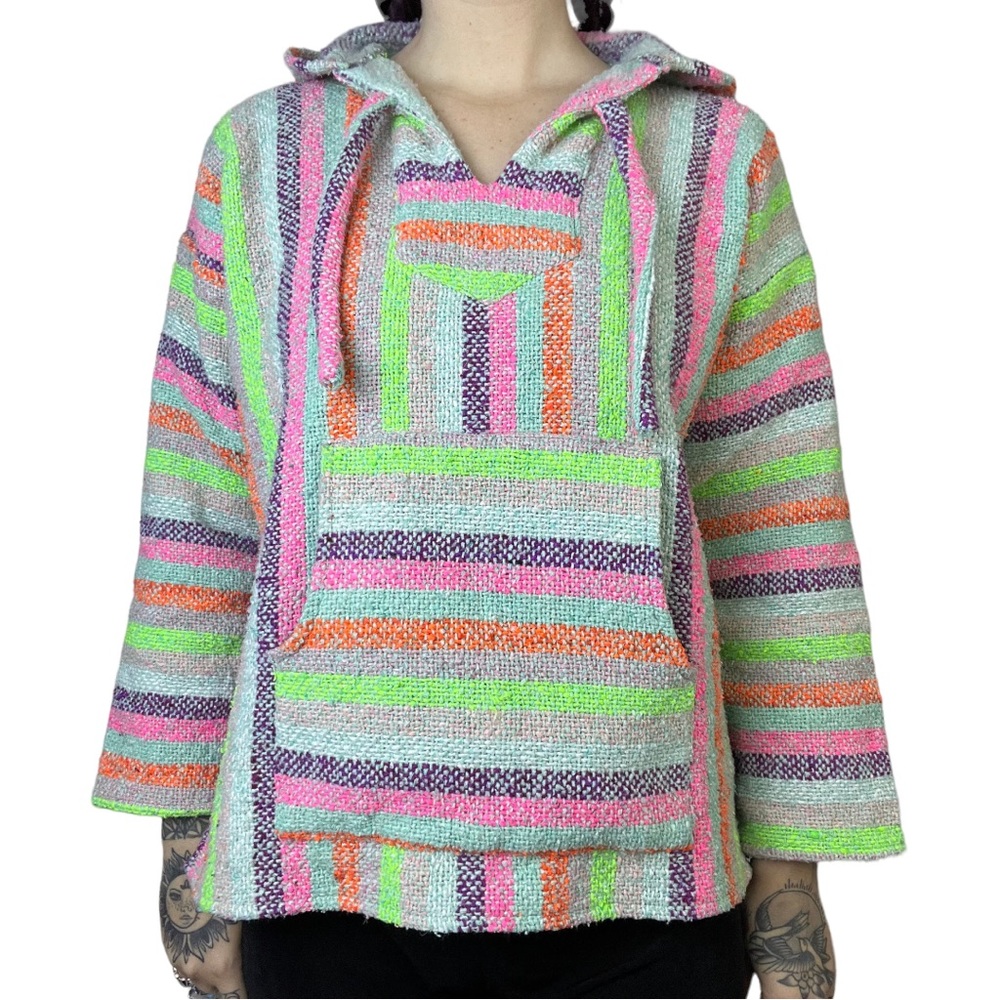 Colorful Neon Drug Rug Hoodie • Size Medium 🍭🎨